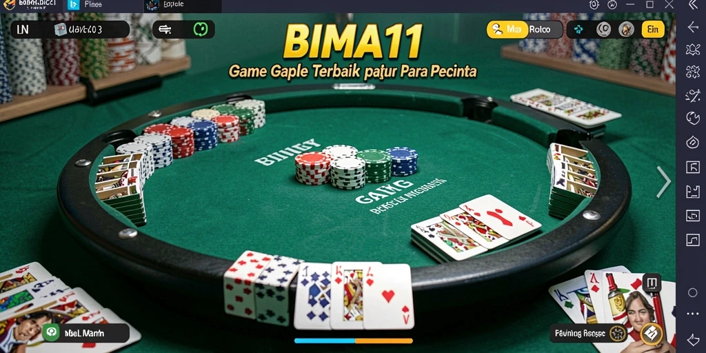 Tampilan gameplay seru BIMA11 dengan elemen Gaple yang mengasyikkan.