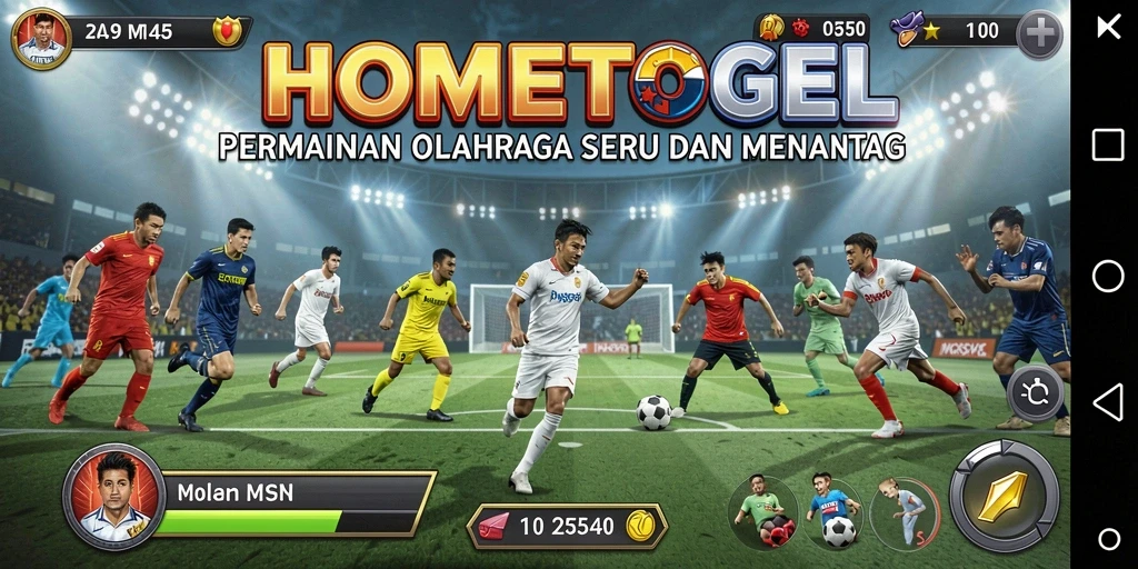 Screenshot gameplay <strong>HOMETOGEL</strong> menampilkan aksi olahraga yang seru.