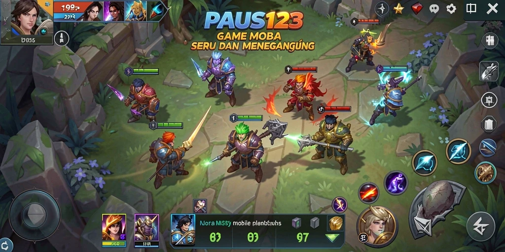 Tangkapan layar aksi seru dalam gameplay MOBA PAUS123.