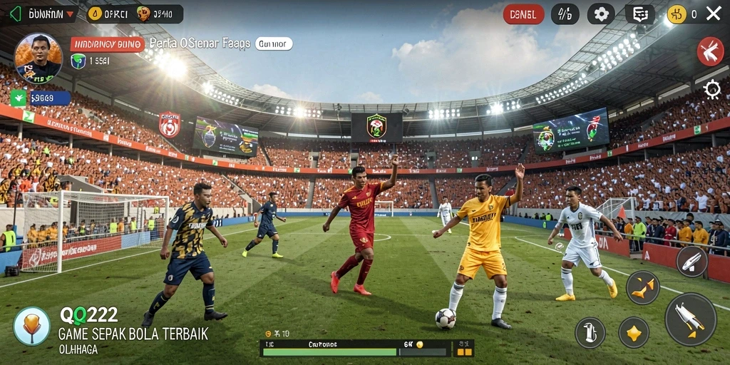 Gameplay QQ222 yang seru dalam pertandingan sepak bola.