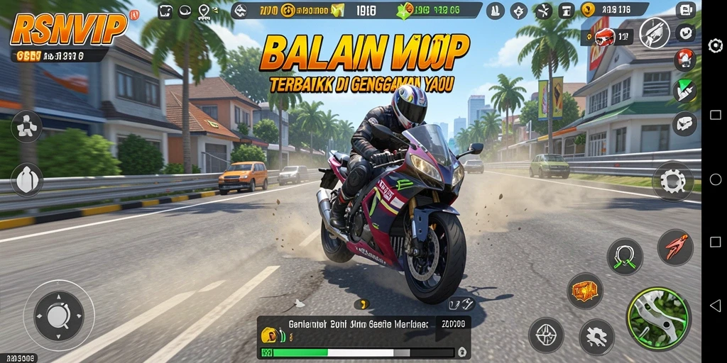 Tampilan seru dari gameplay balapan motor di RSNVIP.
