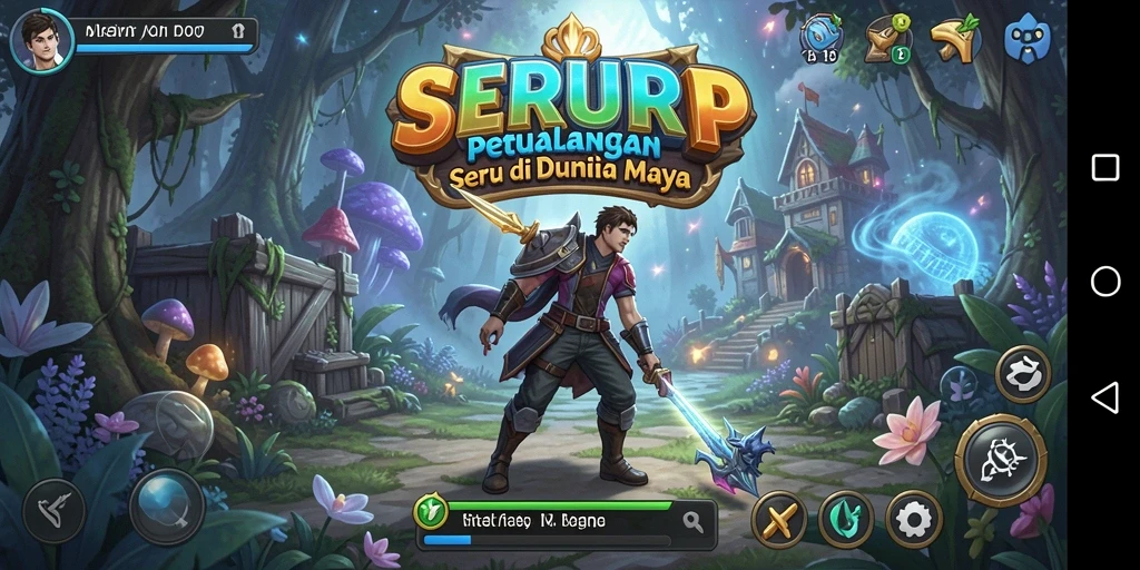 Tampilan gameplay yang mendebarkan dari SERURP dalam dunia petualangan.