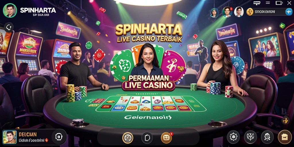 Tampilan menangkap keseruan permainan Live Casino SPINHARTA.