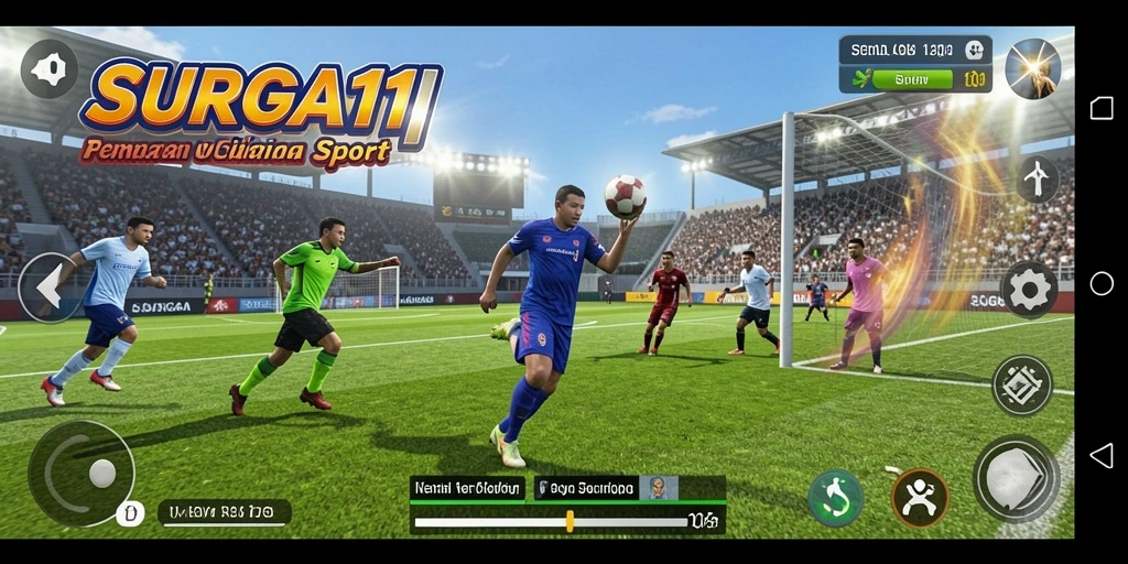 Tampilan gameplay SURGA11 yang mendebarkan dengan aksi olahraga nyata.