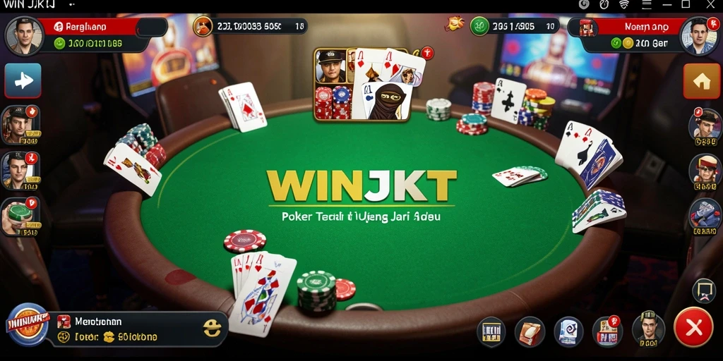 Screenshot gameplay WINJKT menampilkan suasana permainan poker yang seru dan mendebarkan.